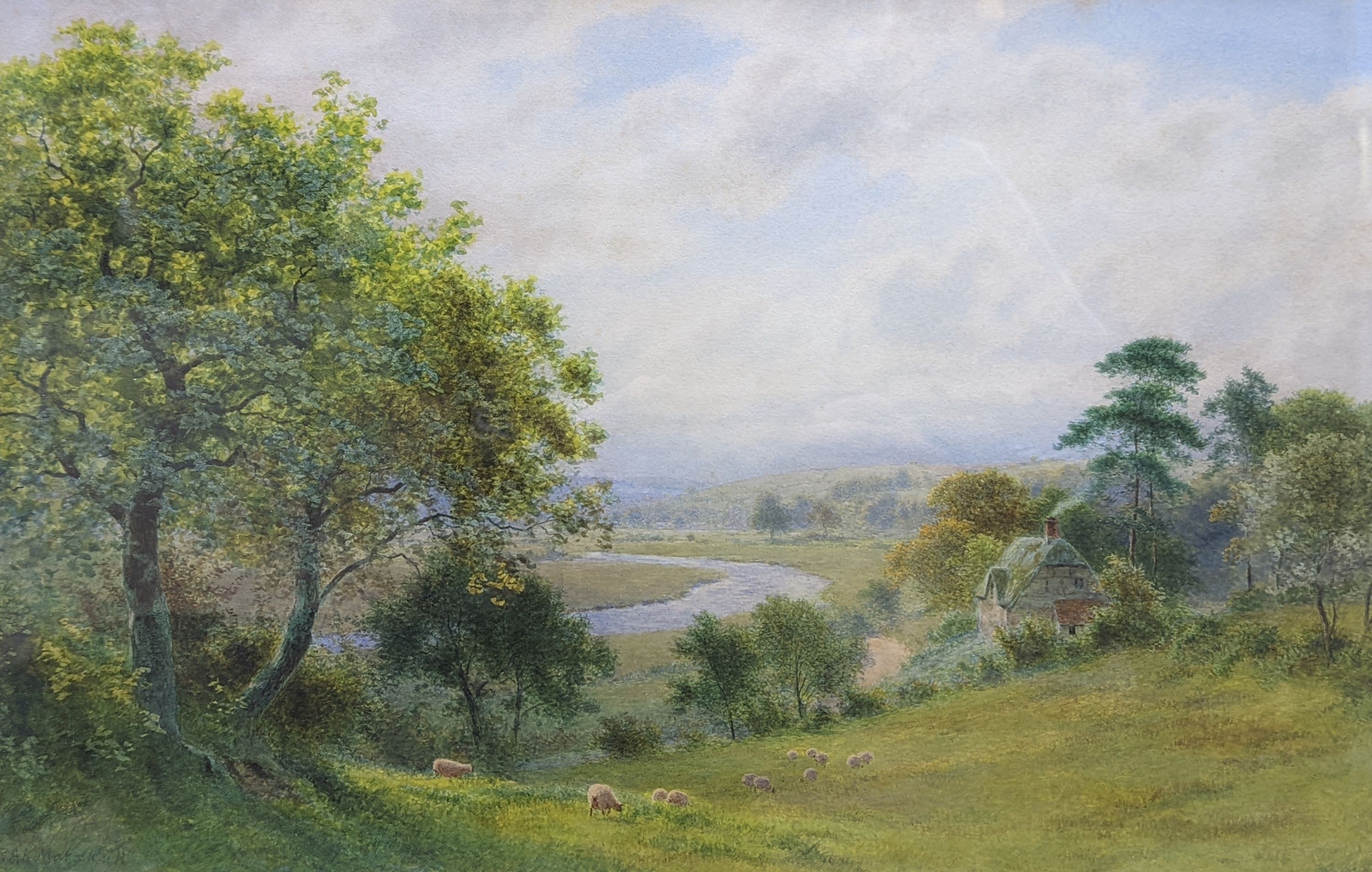 Roberto Angelo Kittermaster Marshall (b.1849), watercolour, Extensive summer landscape, signed, 33 x 51cm